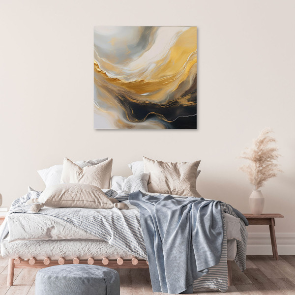 Feeby Obraz na płótnie, Abstrakcja Marmur Tekstura Złoto Szary 30x30