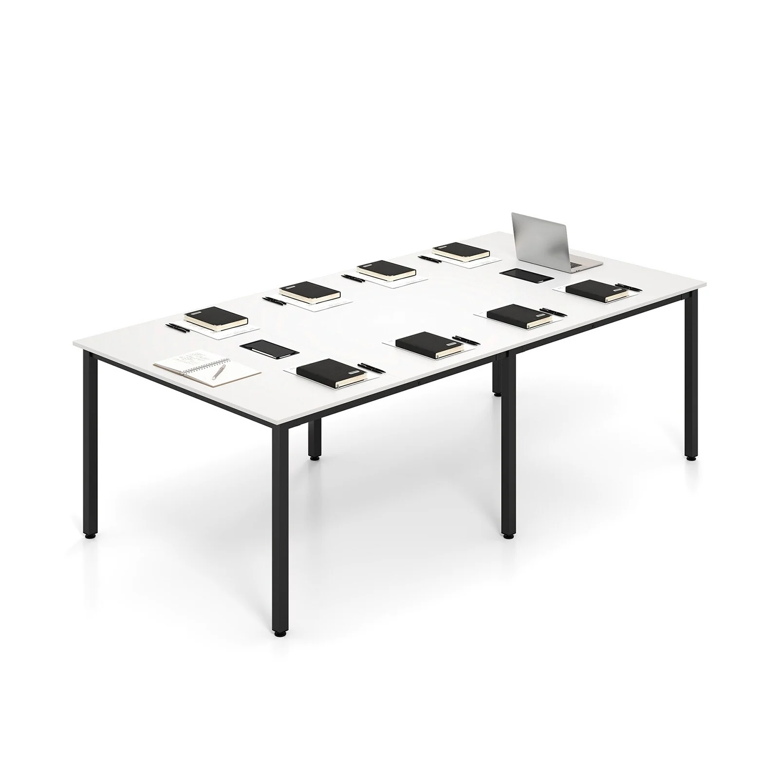 Engineered Wood Conference Table for 10 with Cable Grommets and Metal Frame