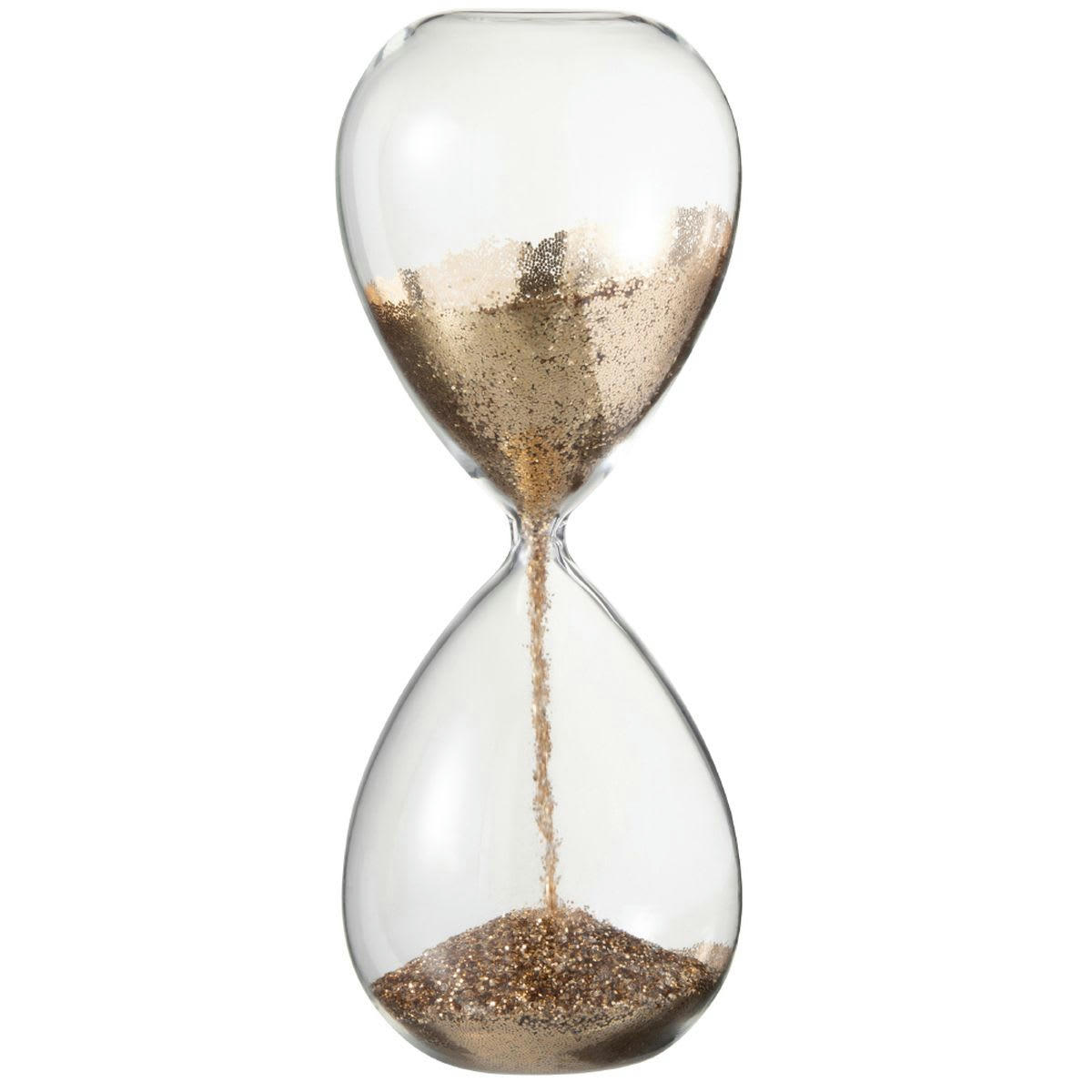- Sablier de décoration en verre et sable paillettes or