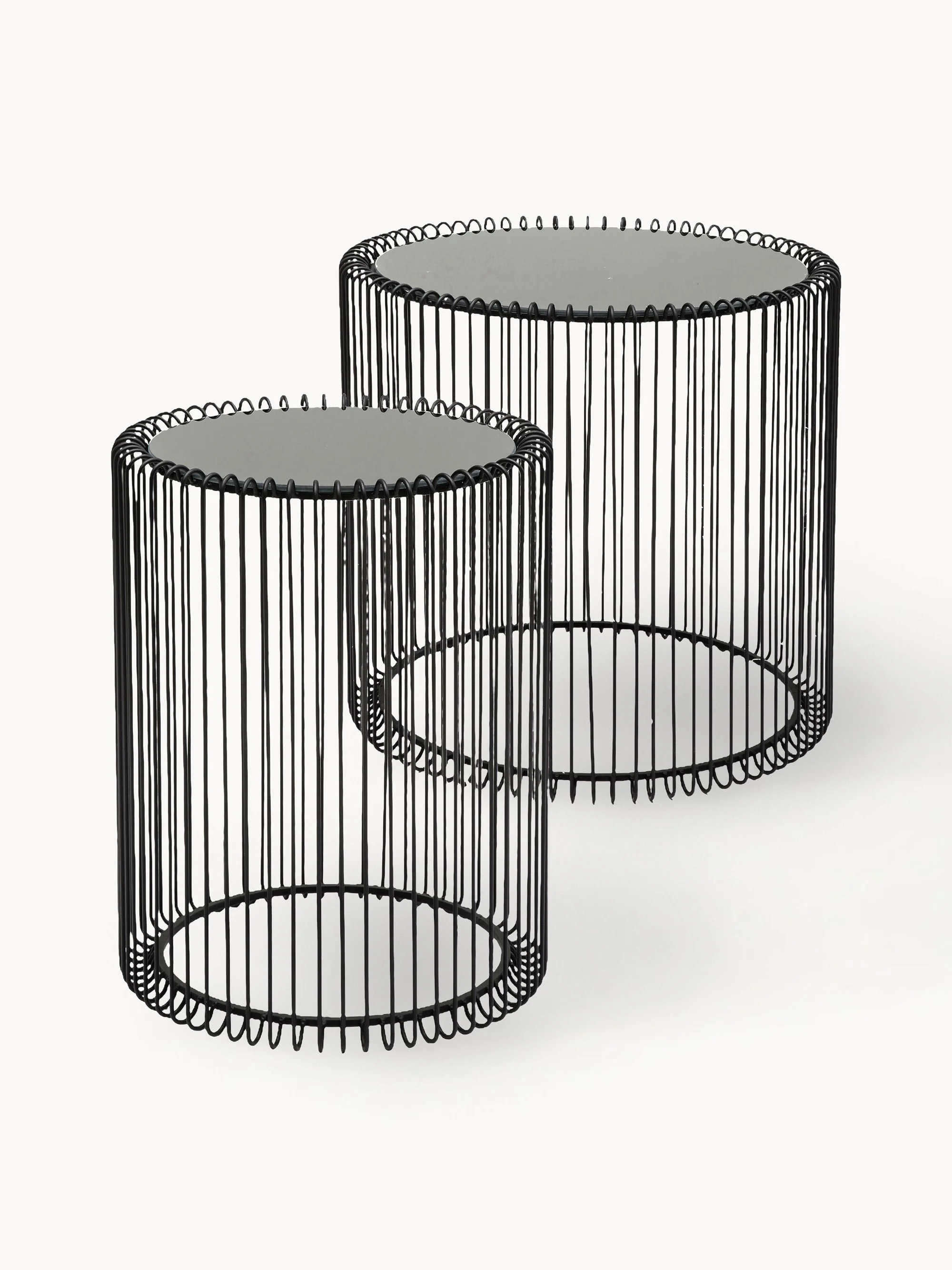 Metall-Beistelltische Wire mit Glasplatten, 2er-Set