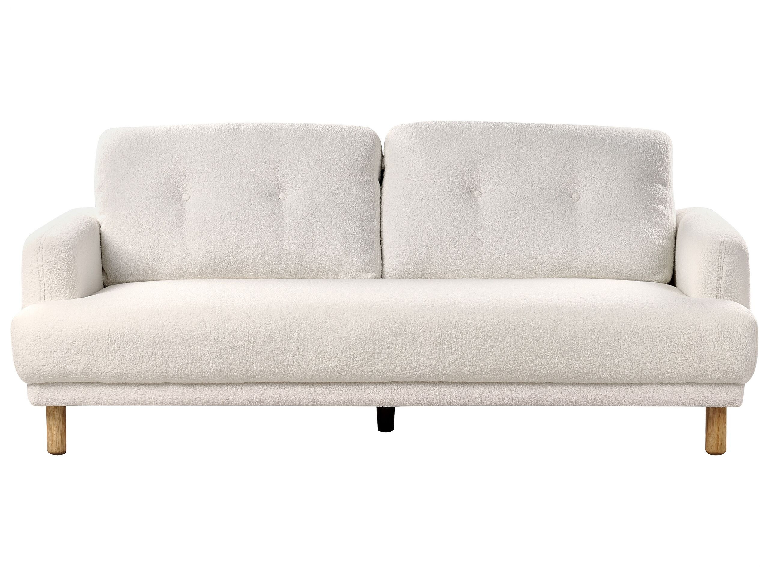 Sofa tapicerowana z drewnianymi nóżkami biała