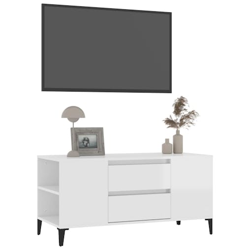 NNEVL TV Cabinet High Gloss White 102x44.5x50 cm Engineered Wood