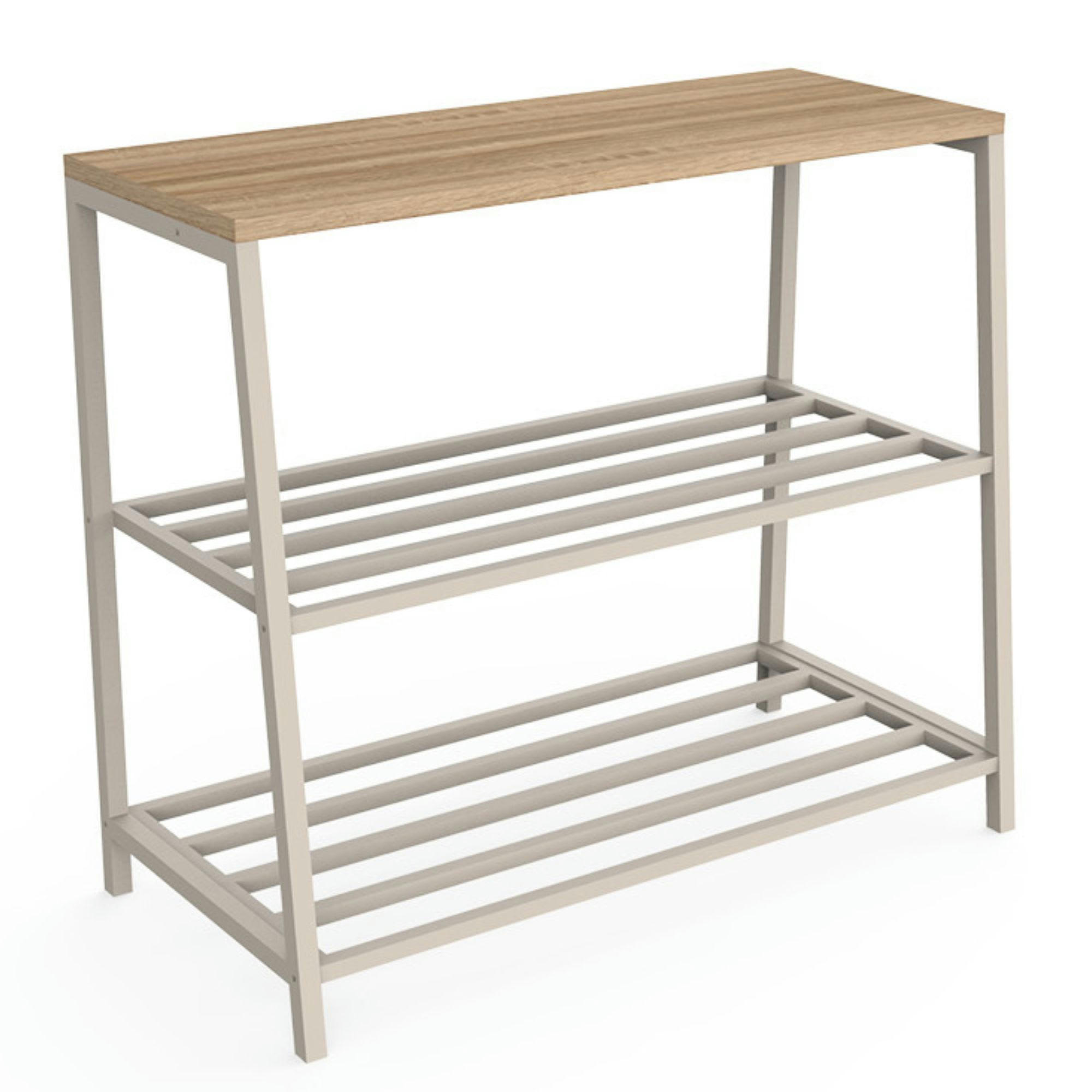 - Range-chaussures en métal beige,