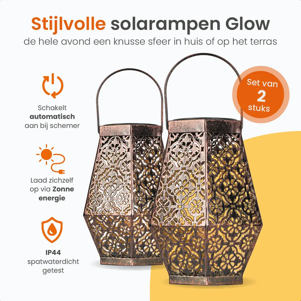 Goliving Solar Tafellamp Glow �?2 Stuks �?LED Buitenverlichting - Zonne-energie