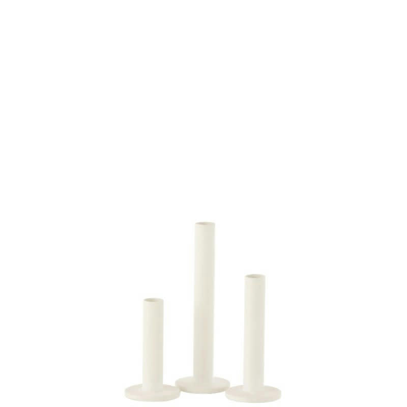 MODERNE - Set de 3 chandeliers bas métal blanc H21,5cm