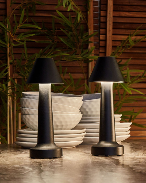 2 lampy stołowe nocne metalowe czarne