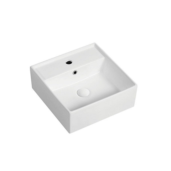 Lavabo En Céramique De Première Qualité Carré 41Cm Avec Trou Pour Robinet