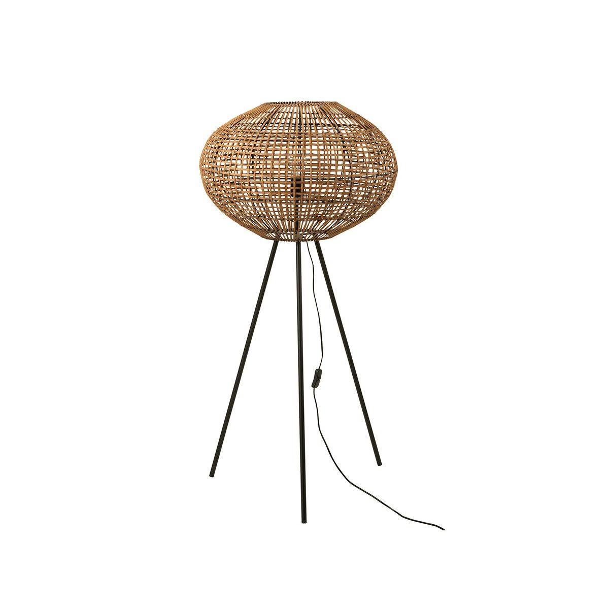 TREPOR - Lampadaire tendance en rotin et métal