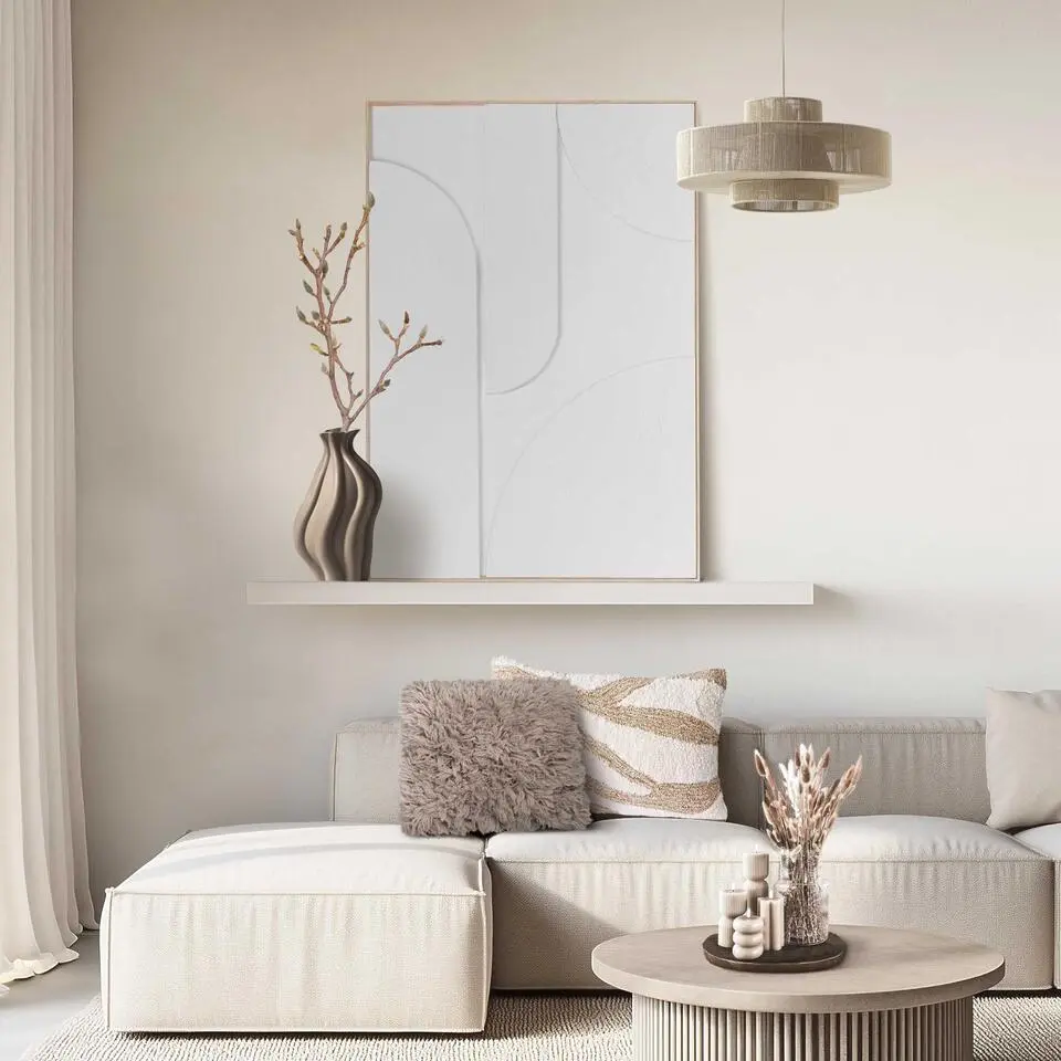 Schilderij 3D Art Saturn II - 100 x 70 - Wit