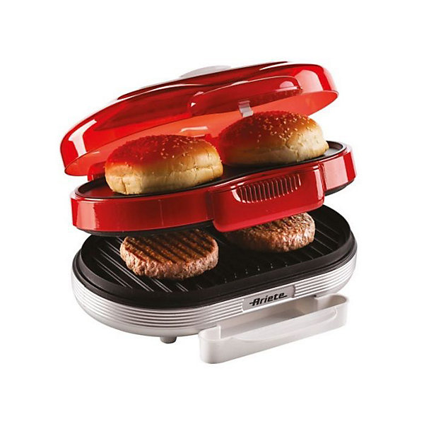 Machine à hamburger - ARIETE - 205 Hamburger Maker Party Time - 1200 W - Plaques antiadhésives - Rouge
