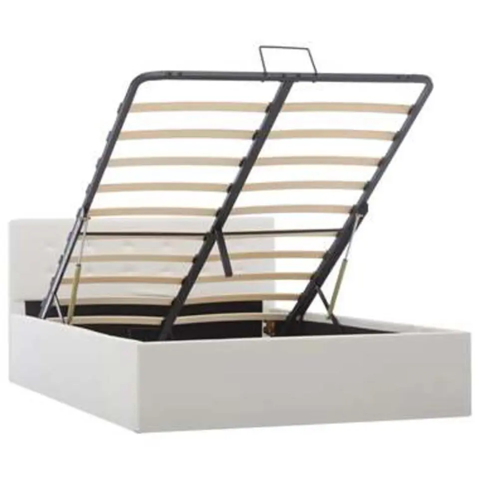 vidaXL-Bed frame met opbergruimte - Hydraulisch - Wit - Kunstleer -120x200 cm