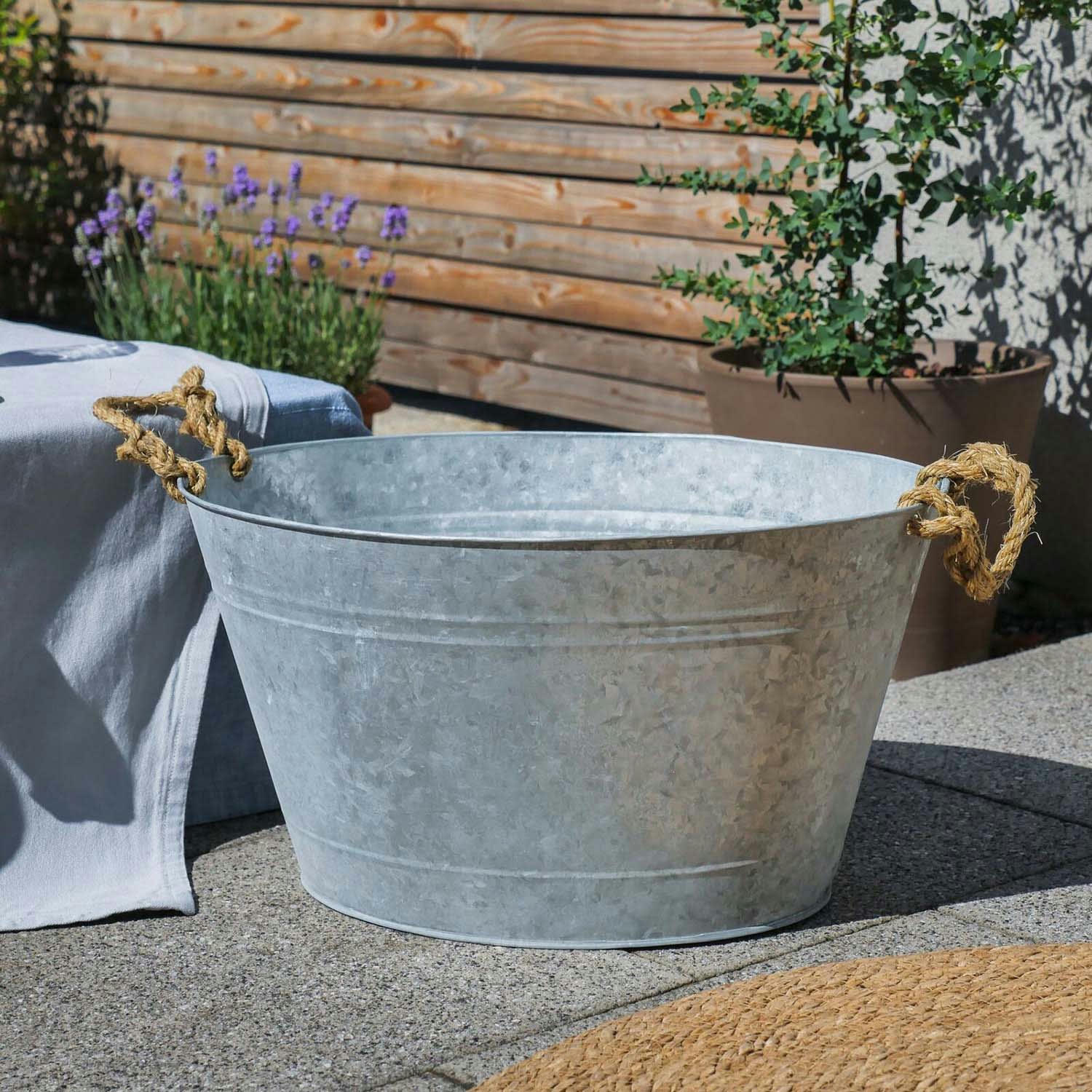 - Jardinière bassine en zinc patiné