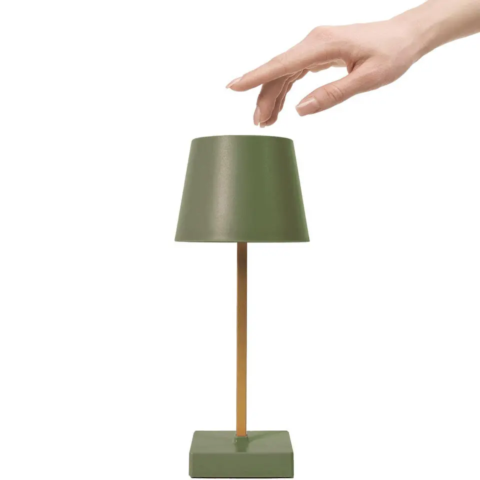 Home deco factory LED tafellamp - kunststof - groen - touch - 26cm