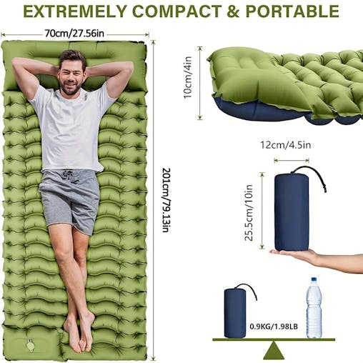 NNEOBA Ultra-Thick Inflatable Sleeping Pad with Headrest