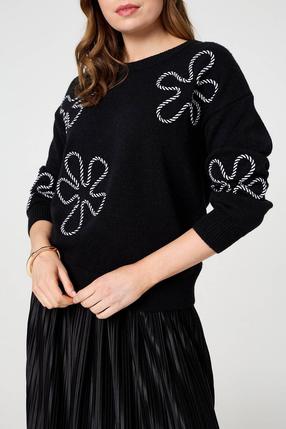 Izabel London Abstract Textured Long Sleeve Jumper