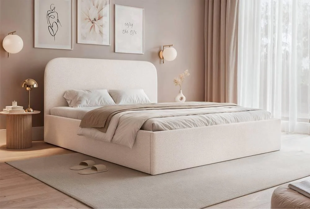 Bedframe Fia 140x200 chenille met opbergruimte
