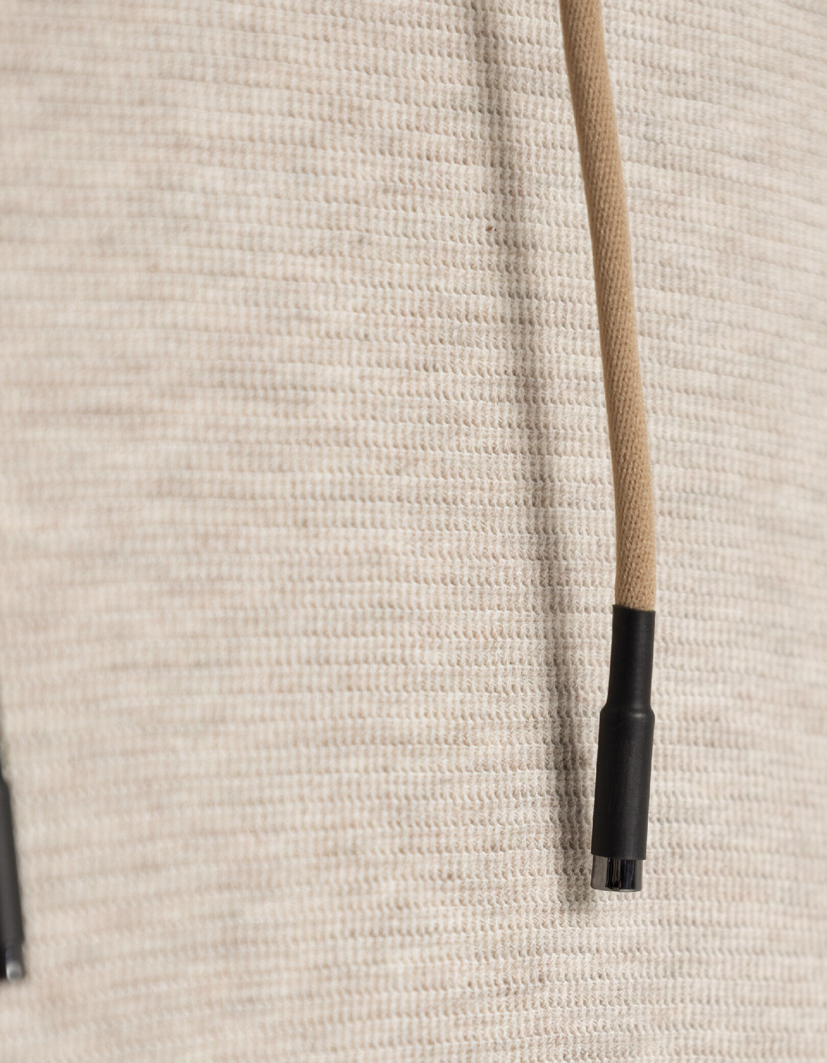 T-shirt à capuche beige maille relief Homme