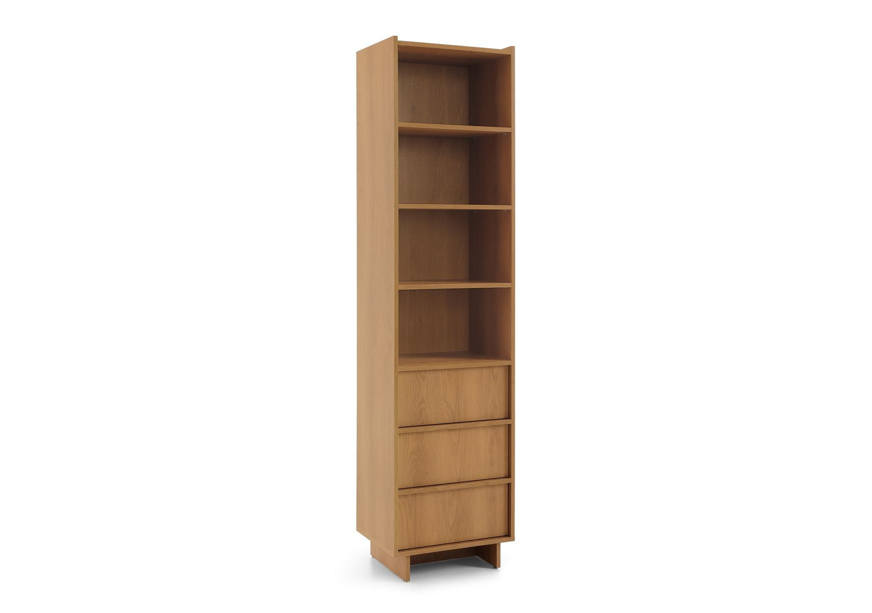 Wysoki Regał Słupek SUNA 50x200 cm Biblioteczka Dąb Karmel z 3 Szufladami