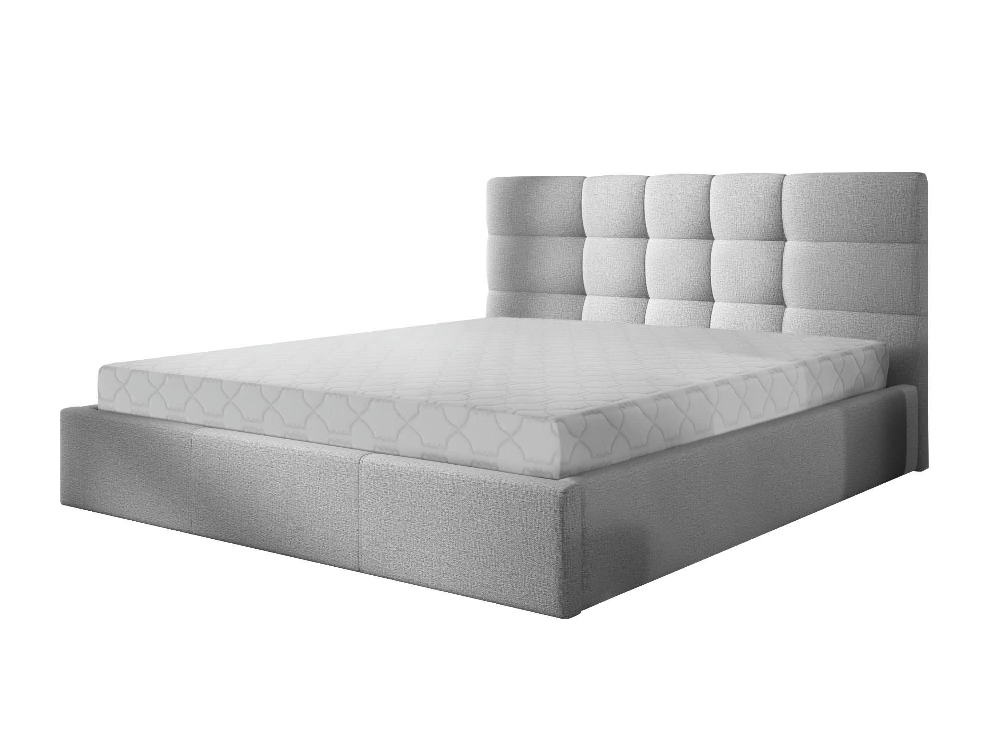 MAEL - Lit coffre en Tissu 160x200 gris clair