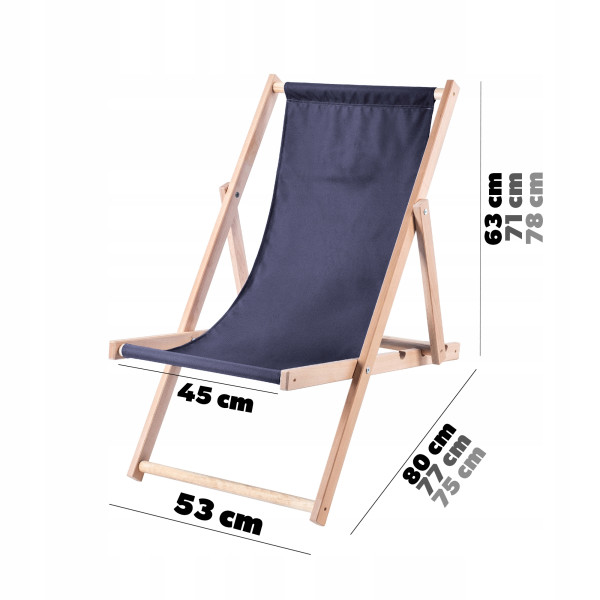 Leżak Drewniany Składany Plażowy Fotel Ogrodowy