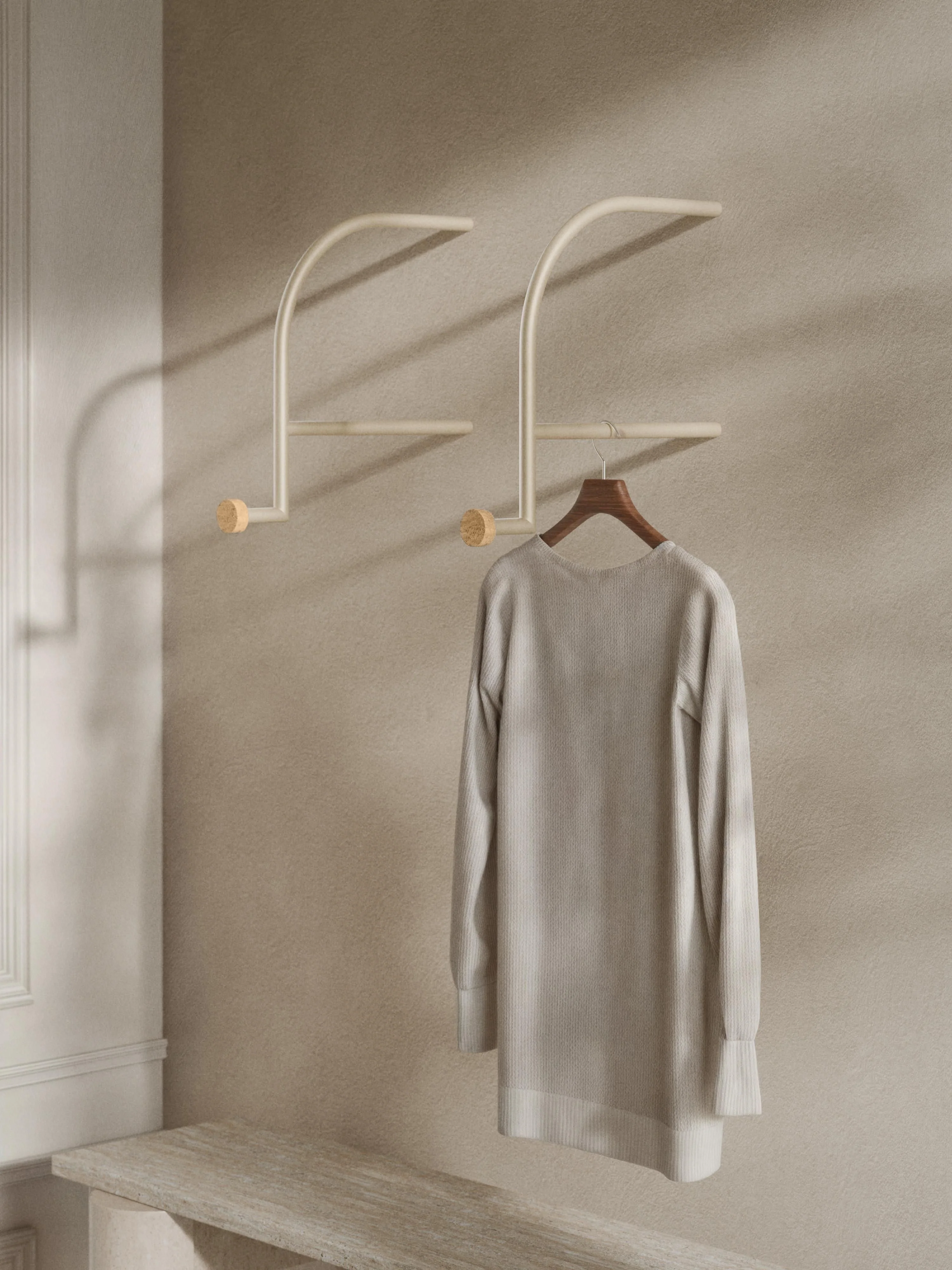 Wandgarderobe Disa mit Travertinhaken