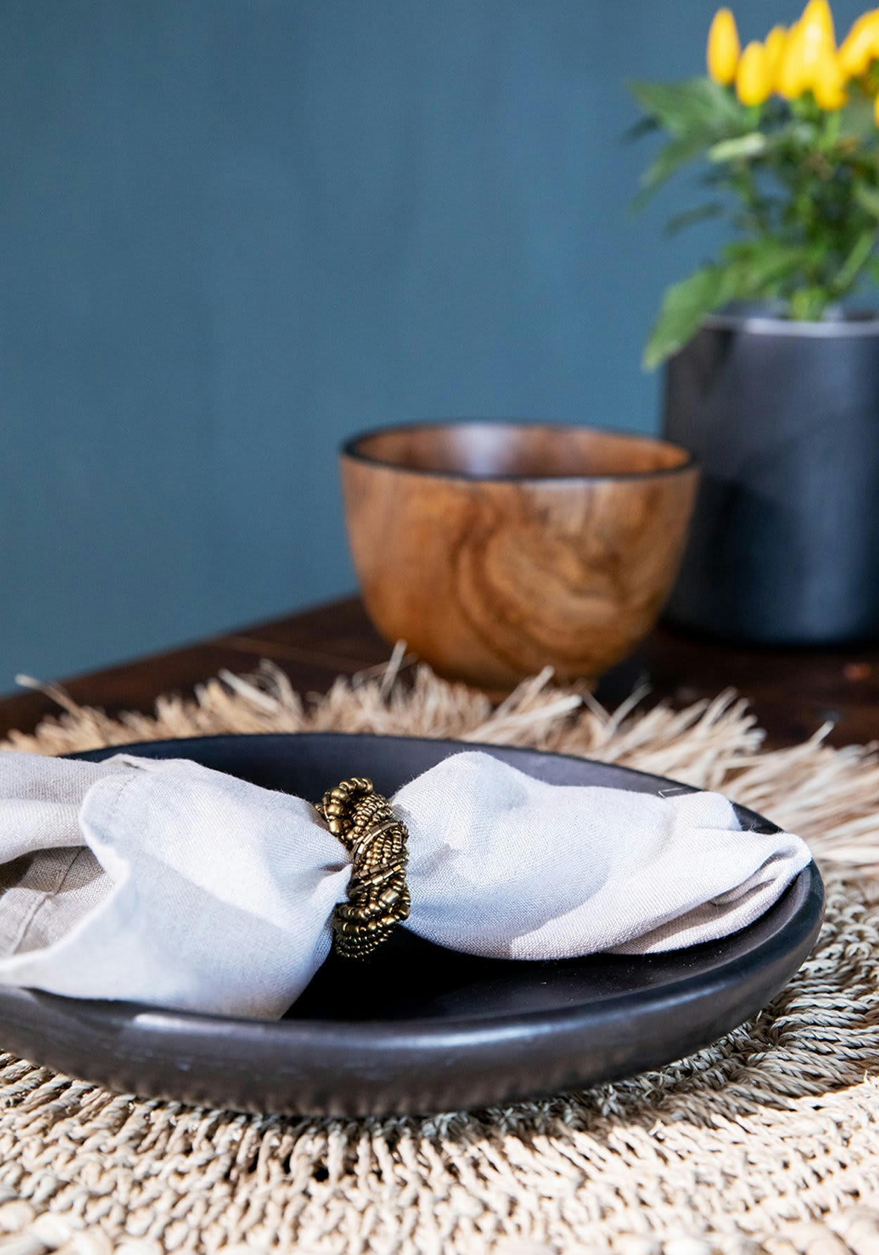 BONDI - Bol en bois de teck naturel noir