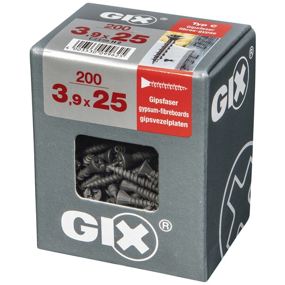 Gipsfaserschraube, 3,9 mm, Stahl, 200 Stk., GIX C 3,9x25 L