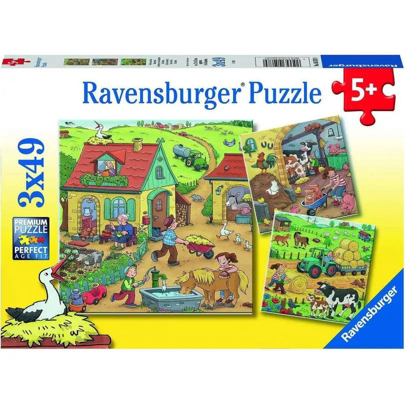 Puzzle 3er-Set Viel los auf dem Bauernhof