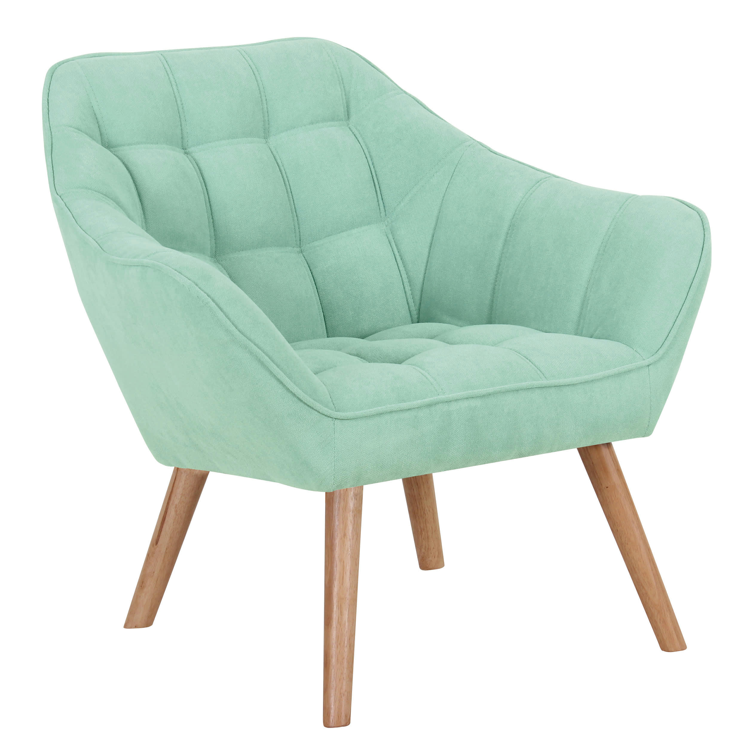 SIMBA - Fauteuil en tissu vert d'eau avec accoudoirs