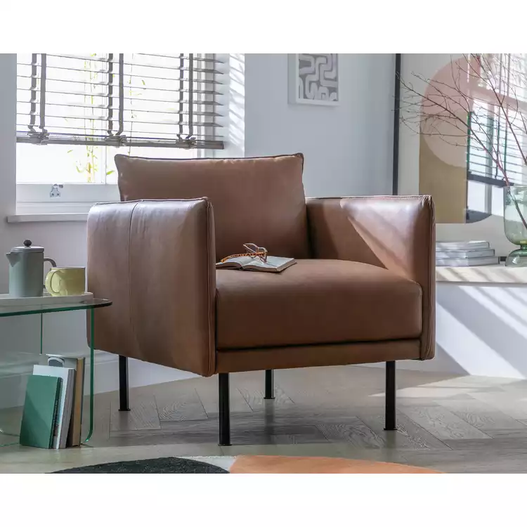 Habitat Moore Leather Armchair - Tan