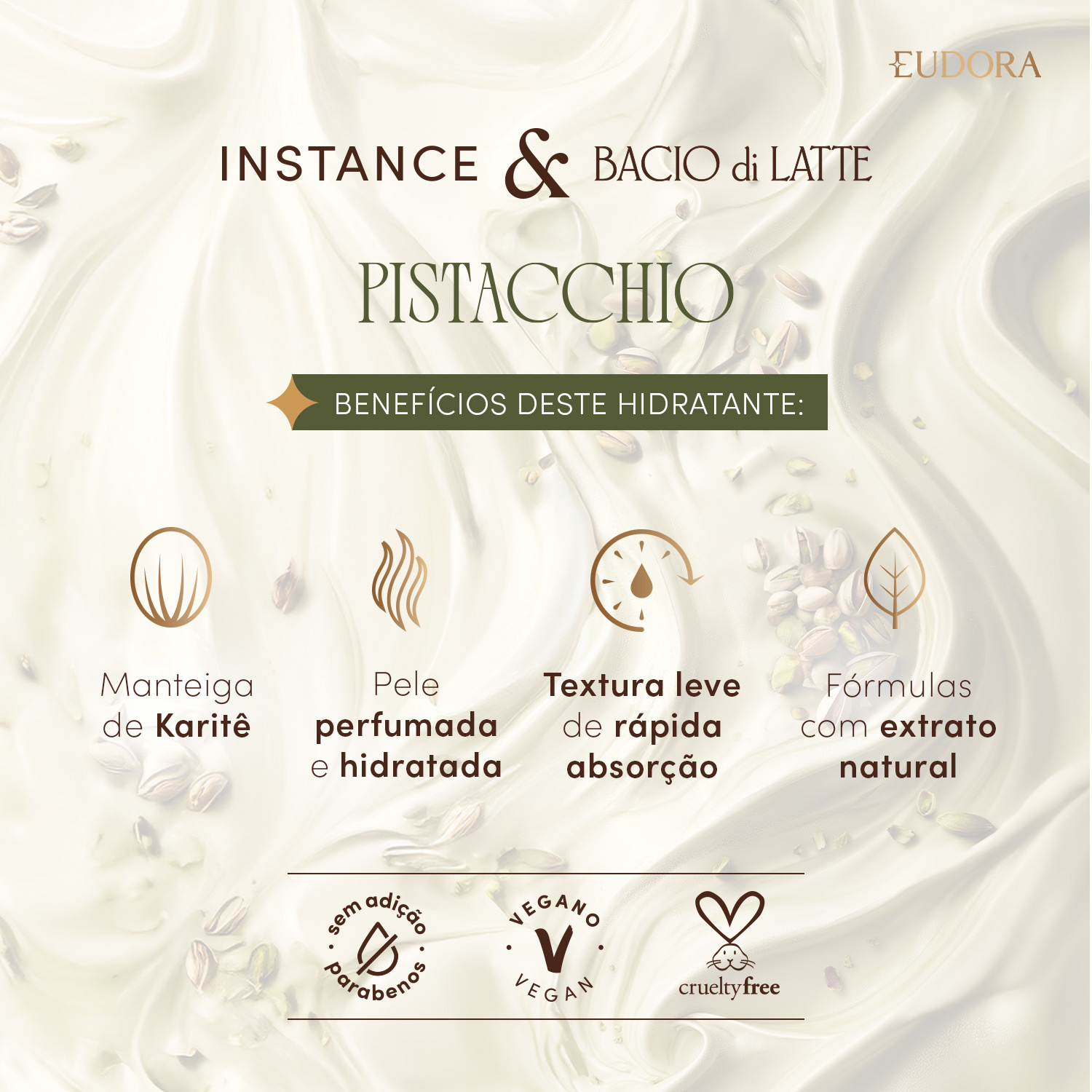 Creme Hidratante Desodorante Corporal Instance Pistacchio 400ml