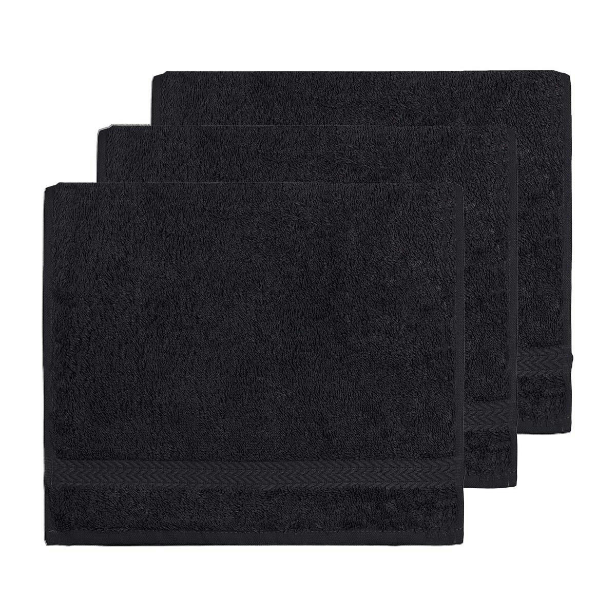LUXURY - Lot de 3 serviettes invité 550gr/m²  bleu nuit 30x50 cm