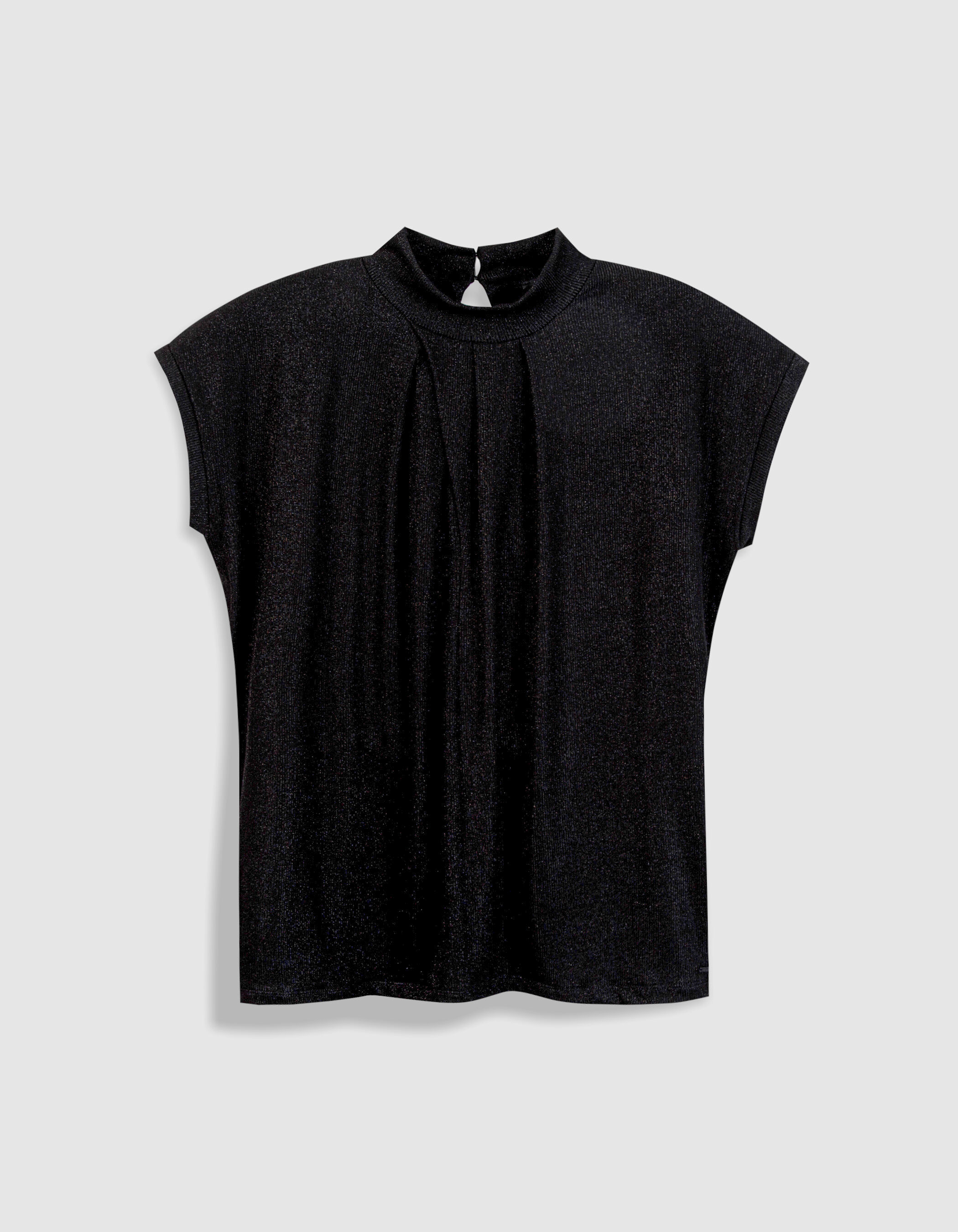 Tee-shirt sans manches noir pailleté Femme