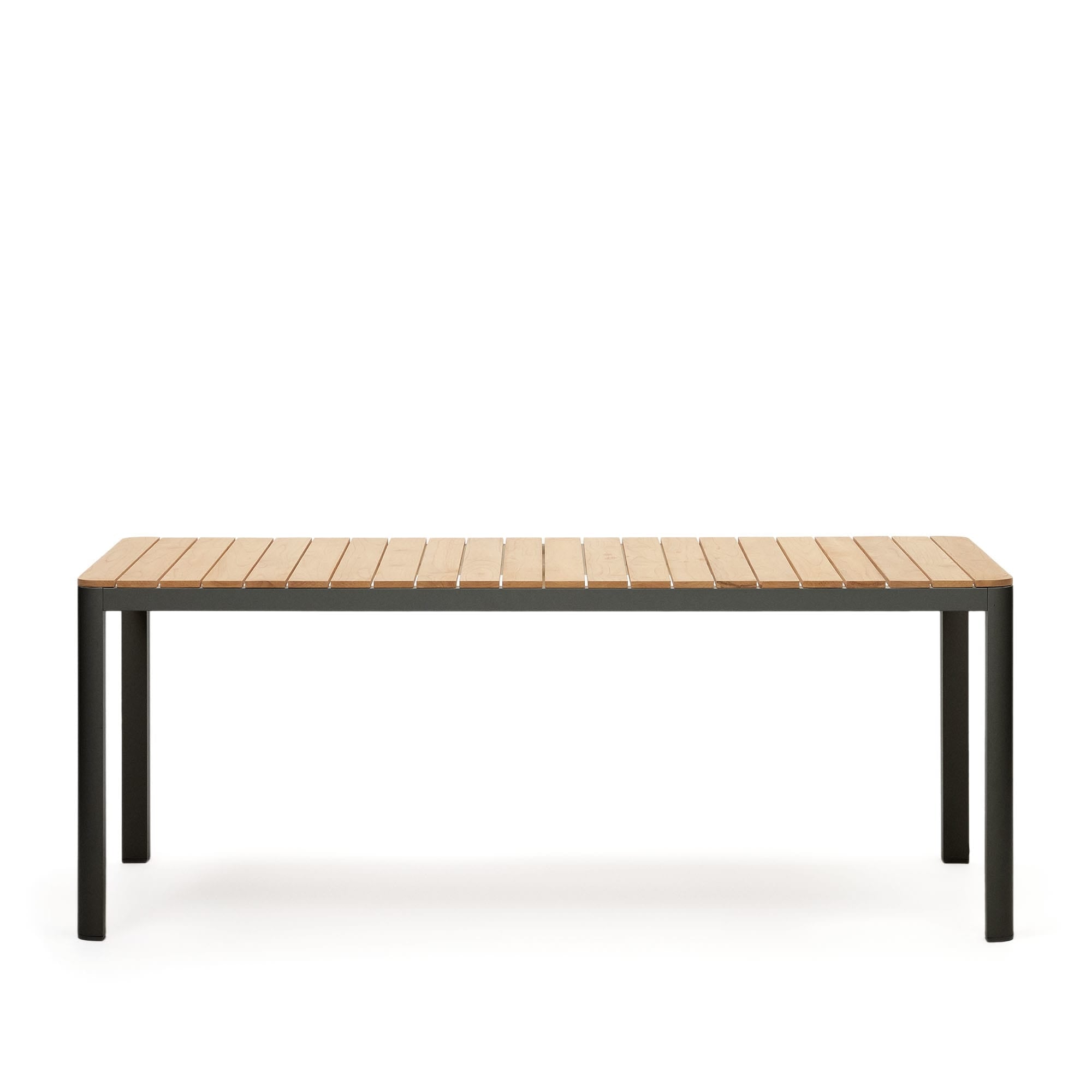 Kave Home - Bona 100% buitentafel in massief teakhout en aluminium met