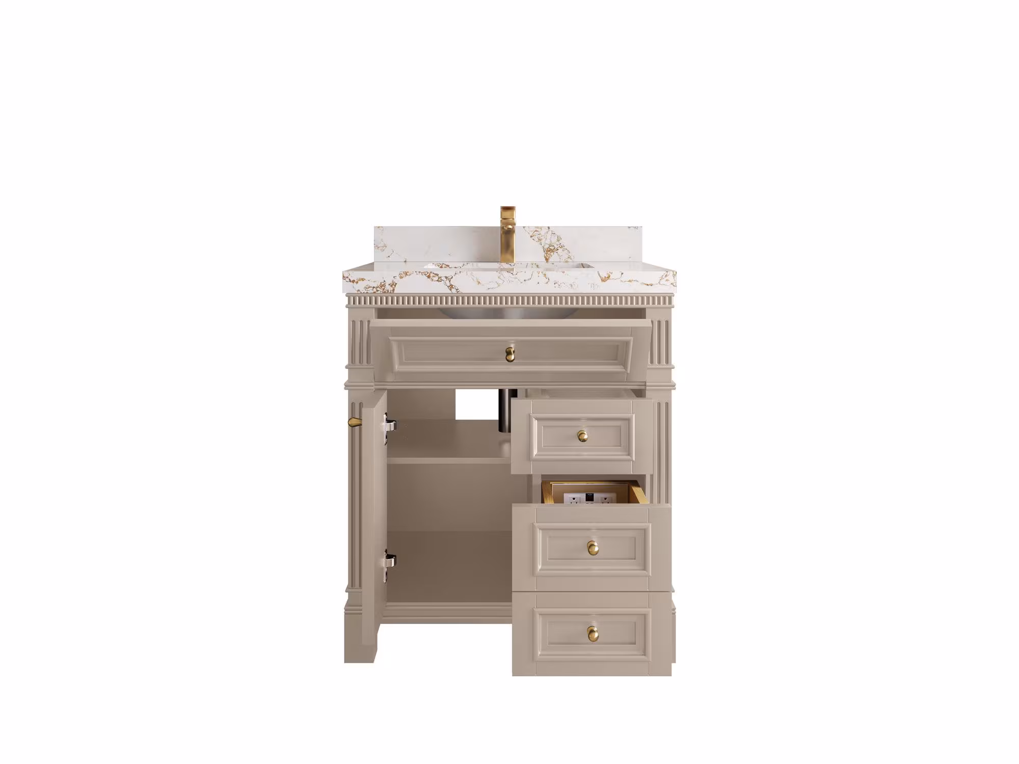 Paris 30 in. W x 22 in. D Single Sink Bathroom Vanity in Fine Grain with Quartz or Marble Countertop | MODERN VANITY | PREMIUM Q