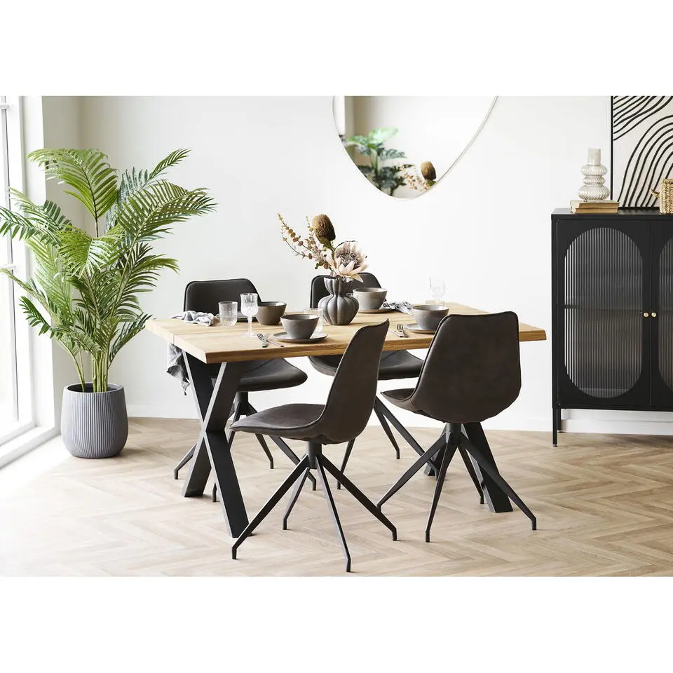 Eetkamerset Toulon Naturel/Grijs - Incl. Monaco Set Van 4