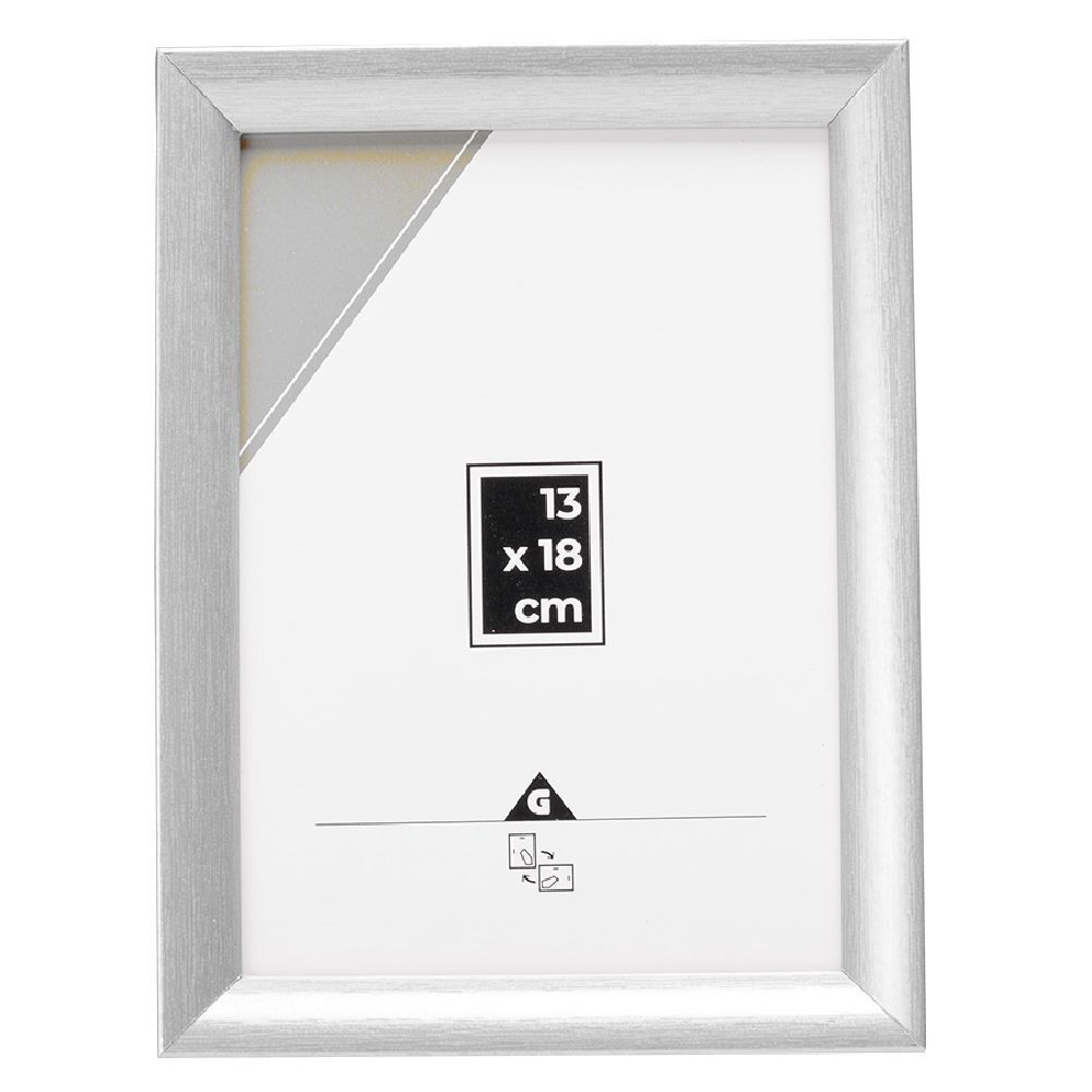 Cadre photo plastique argenté 16x21cm pour photo 13x18cm