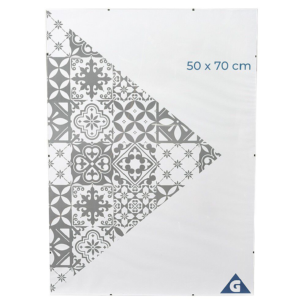 Cadre sous verre contour argenté 50 x 70 cm