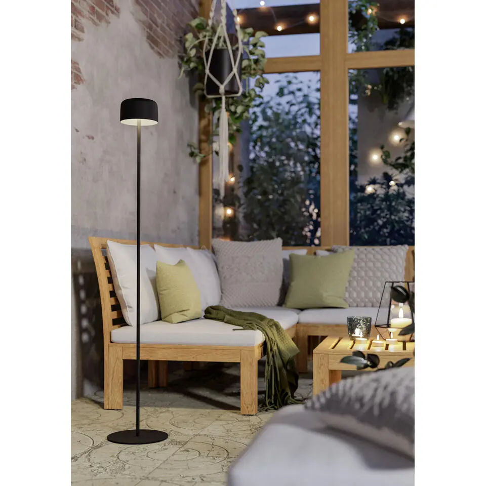 EGLO Roccanova-L Vloerlamp - Solar - 120 cm - Zwart - Oplaadbaar