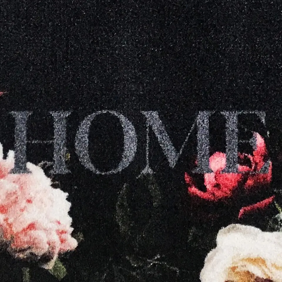 Deurmat Pink Roses antraciet - 66x120 cm