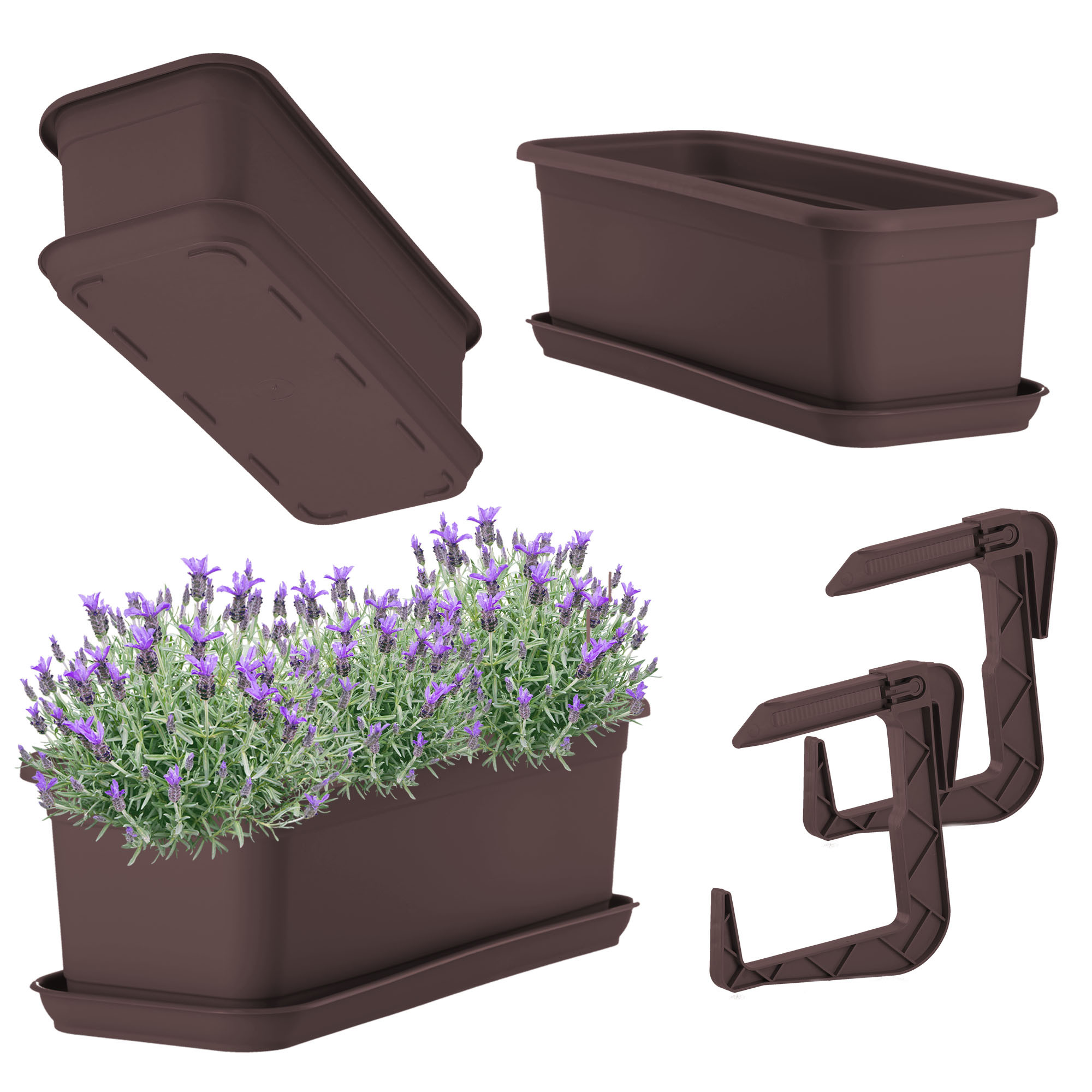 KADAX Skrzynka Balkonowa Doniczka 40cm Z Uchwytami