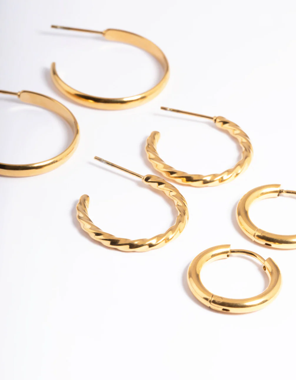 Waterproof Gold Plated Stainless Steel Mixed Huggie Earrings Pack