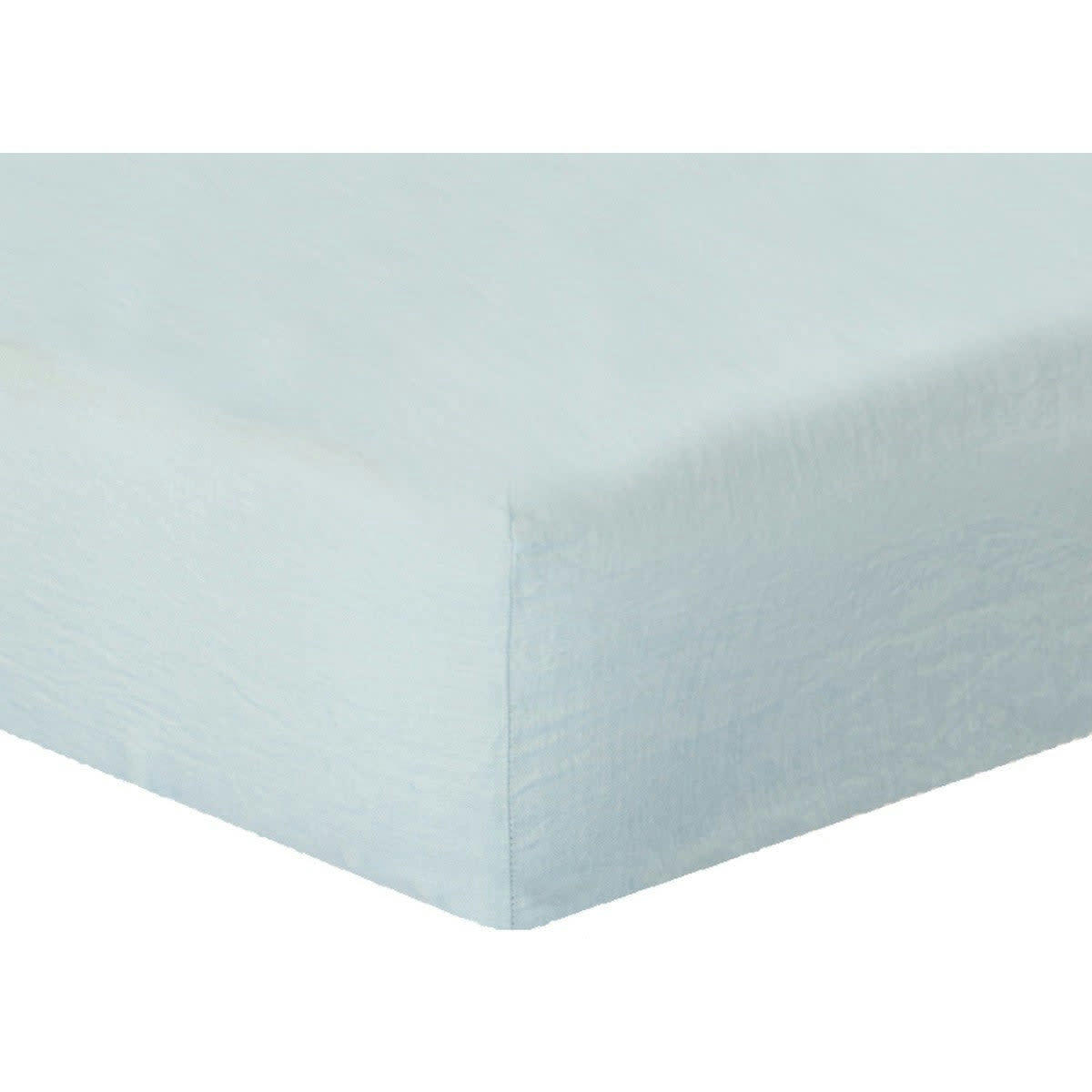 HORTENSE - Drap housse lin lavé  200x200x40 bleu aqua