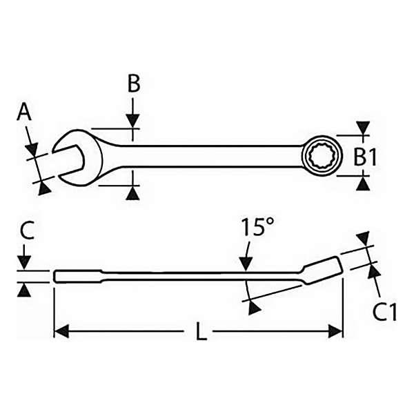 Clé mixte EXPERT by Facom 14 mm E113209, acier chrome vanadium, 180 mm