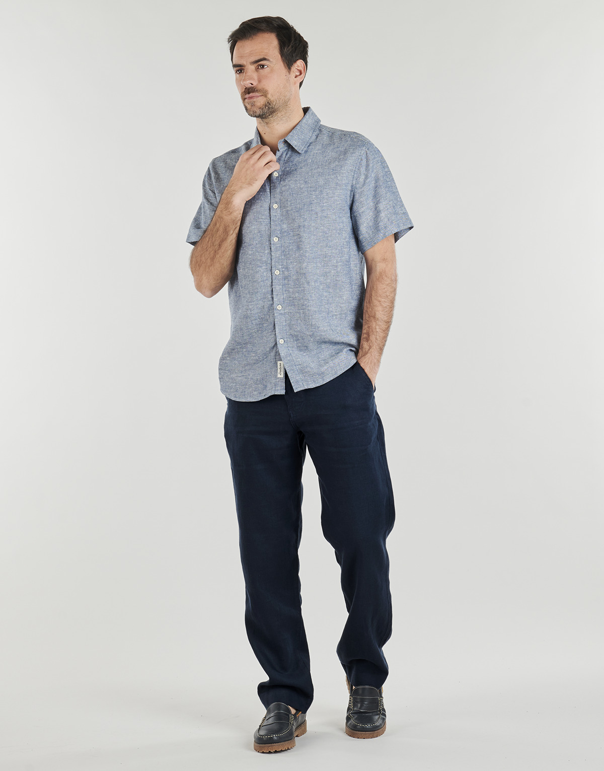 Selected - SLH196-STRAIGHT JEREMY LINEN - Marine