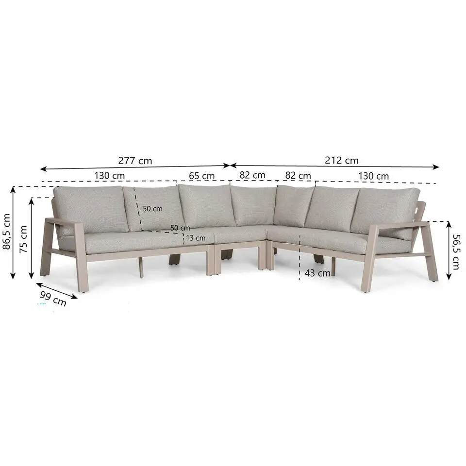 Hoek loungeset 6 personen Aluminium Zand/Beige Lifestyle Garden Furniture