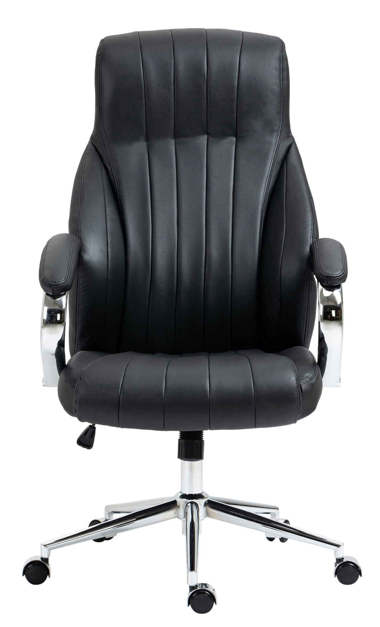 WIGAN - Chaise de bureau réglable pivotant en véritable cuir Noir