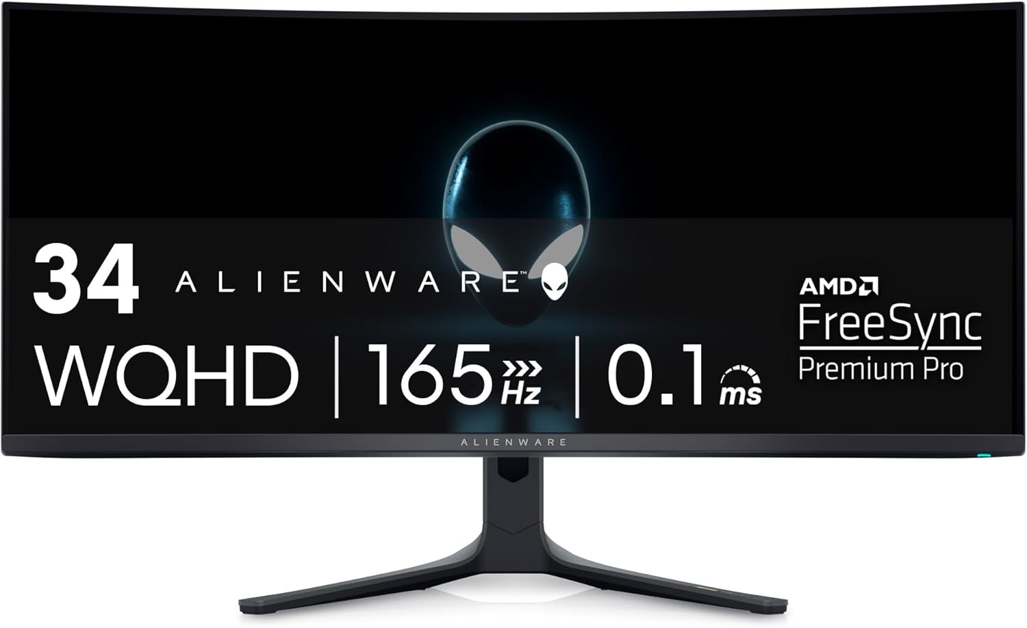 Alienware AW3423DWF Curved QD-OLED Gaming Monitor - 34-inch Quantum Dot OLED 0.1Ms 165Hz 21:9 Curved Display  99.3% DCI-P3 Color Gamut  VESA DisplayHDR True Black 400  AMD FreeSync Premium Pro - Black