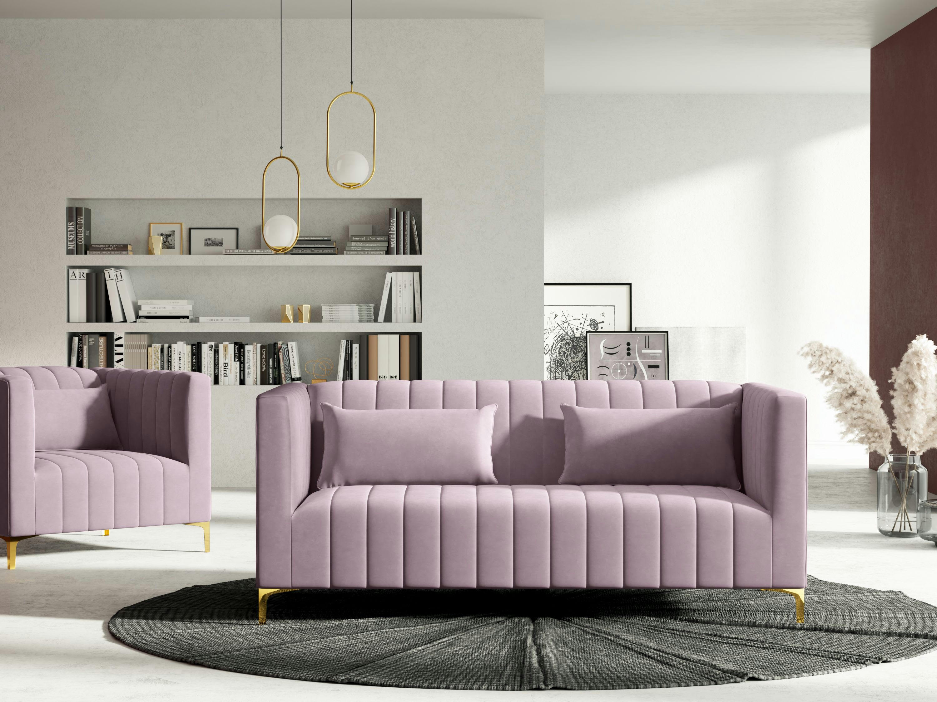 ANNITE - Canapé 2 places en velours lavande