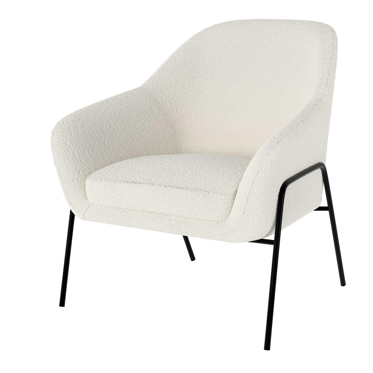 AUBIN - Fauteuil blanc effet laine bouclette